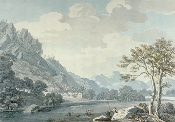 Utsikt over Ullswater fra Pooley Bridge (wc på papir)